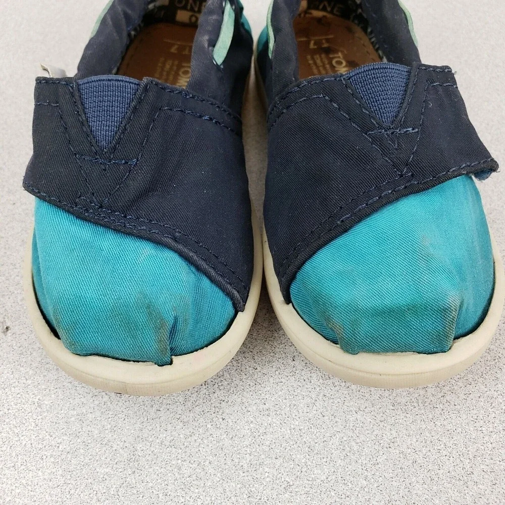 Toms Boys Blue Round Toe Low Top Strap Comfort Casual Slip On Shoes Size 7‎
